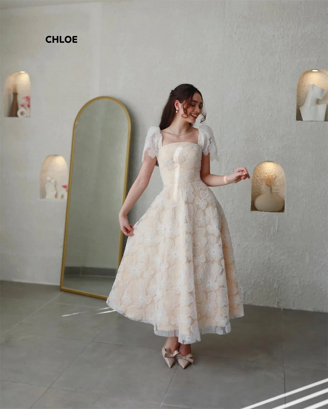 Robes de soirée élégantes sur mesure pour femmes, robe de soirée de luxe, ligne A, manches courtes, col carré, longues robes de bal de mariage, 2025