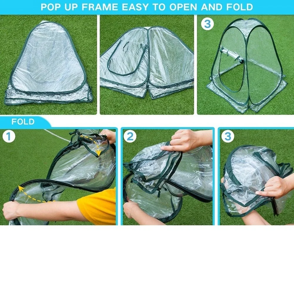 Portable Plant Enclosure with Transparent PVC Cover Zippered Steel Hoop Frame and Weatherproof Plant Growth Support