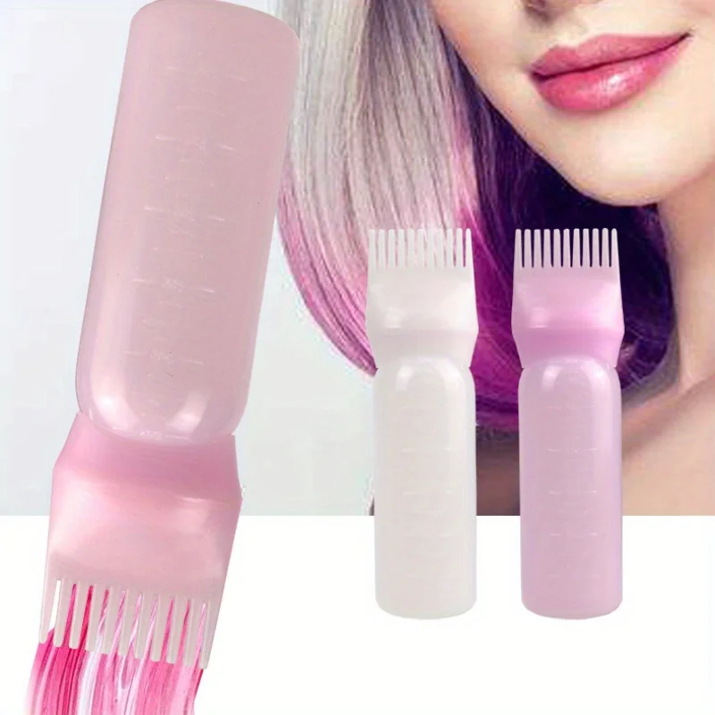 2pcs/Set Silicone Hair Comb With Root Comb Applicator Bottle Set  Hair Oil Applicator Shampoo Brush Salon hair styling tools