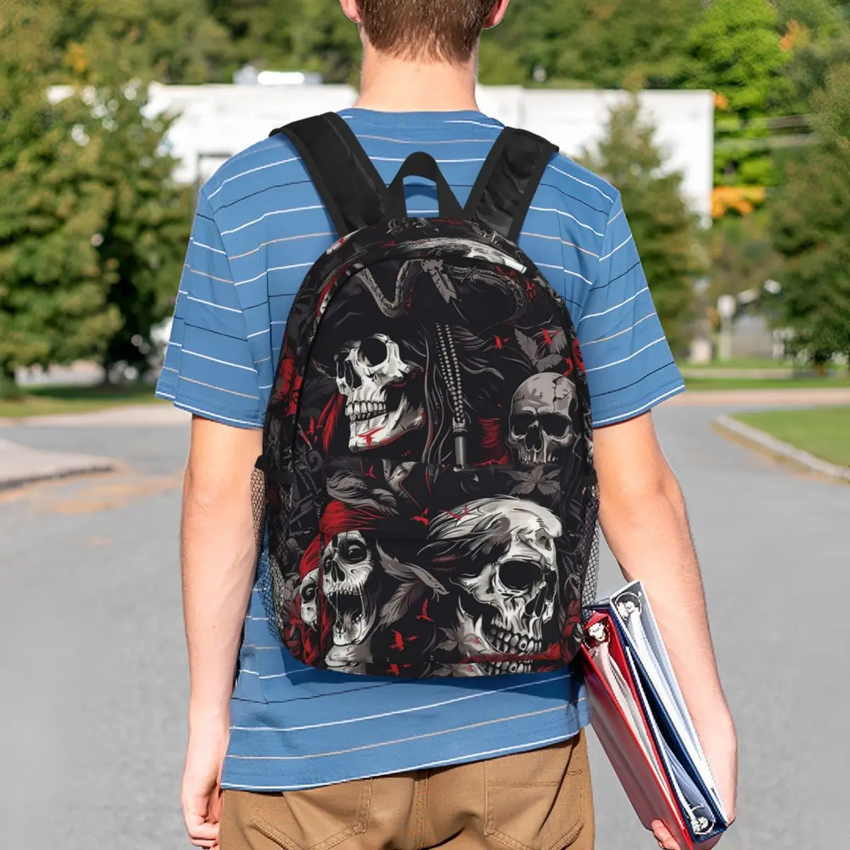 Adventure Gothic Pirate Skull Design Backpack Student BookBag Kids School Bag Laptop Shoulder Bags for Men Women