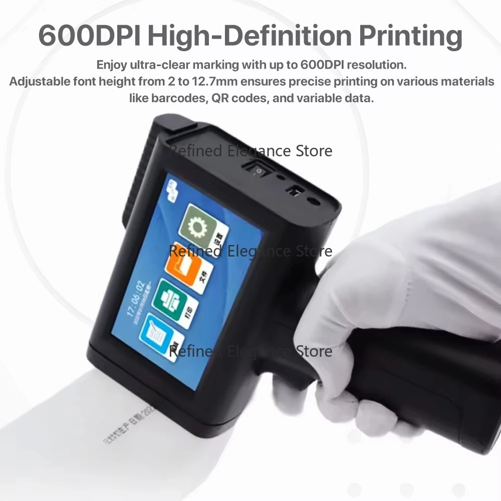 Handheld Coding Machine Portable Mini High Speed 600DPI Intelligent Inkjet Printers for Wood Label Box Carton Packaging