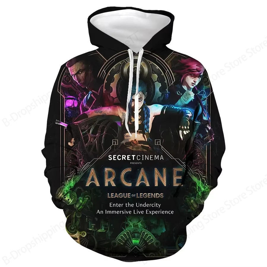 Men's Hoodie Retro Anime Game Arcane Jinx 3d Print Hoodie Men Women Fashion League of Legends Hoodies Sweatshirt Kids Coat Boy