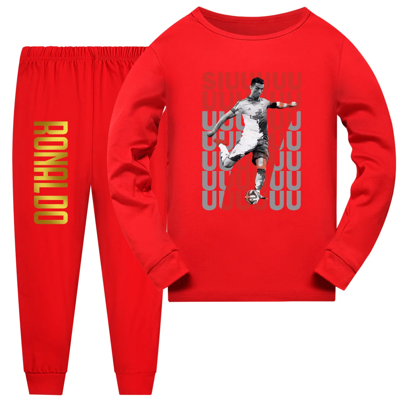 Spring Autumn CR7 Children's Clothing Ronaldo Pajamas Boys Girls Long Sleeve T-shirt Kids Casual T Shirt Tops+pants 2pcs sets