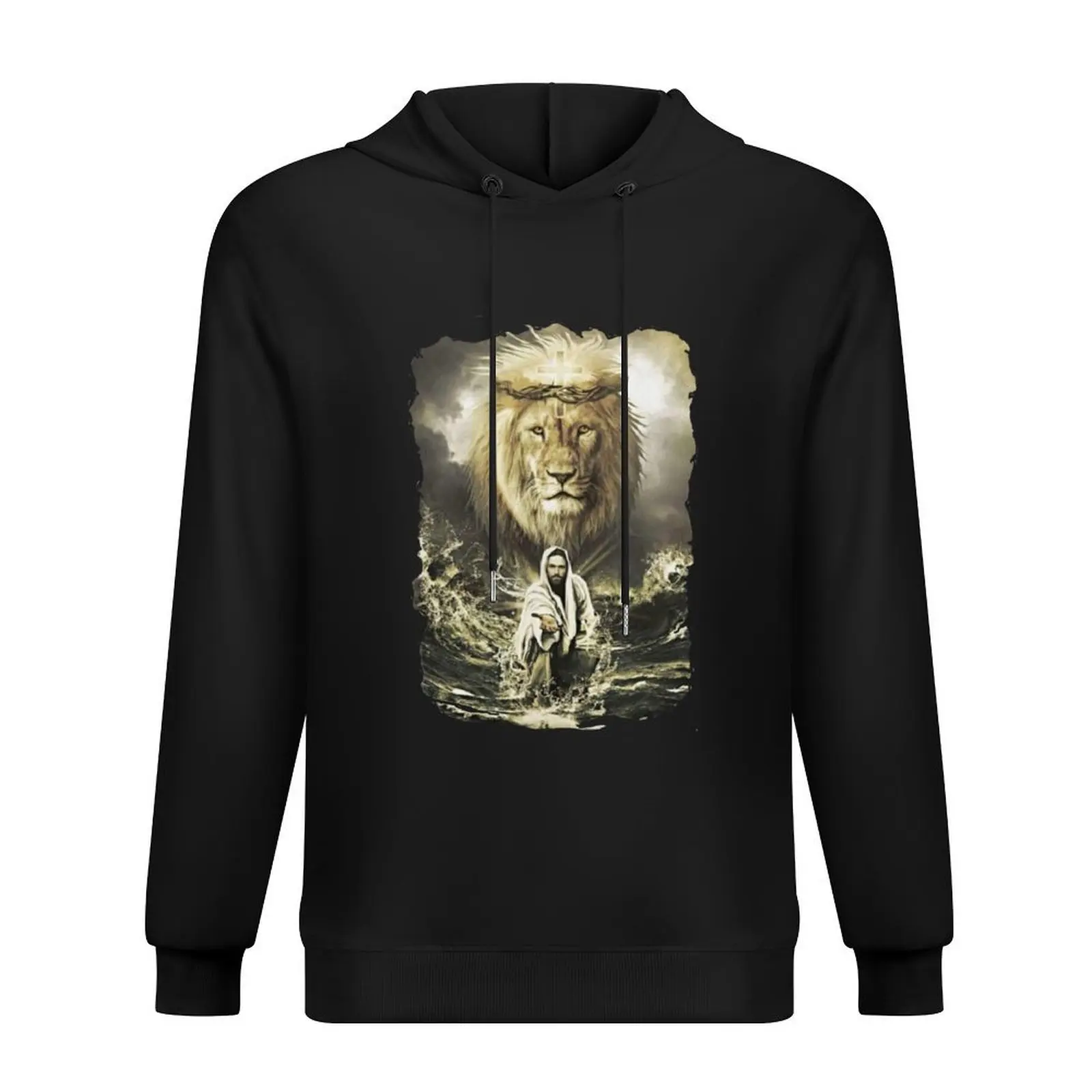 

Jesus and the Lion on the Water...BLK Hoodie blouse men's winter sweater anime clothes men's coat graphic hoodies