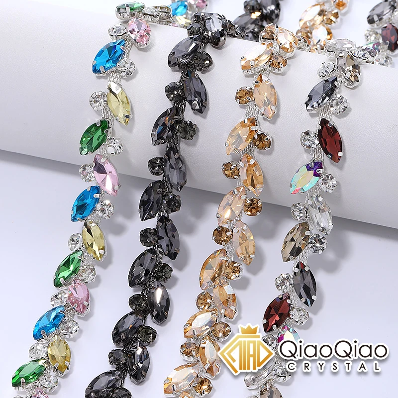 

High Quality Rhinestone Trim Chain for DIY Crafts Multicolor Wedding Dress Fashion Accessories Sparkling Crystal Beaded Chain