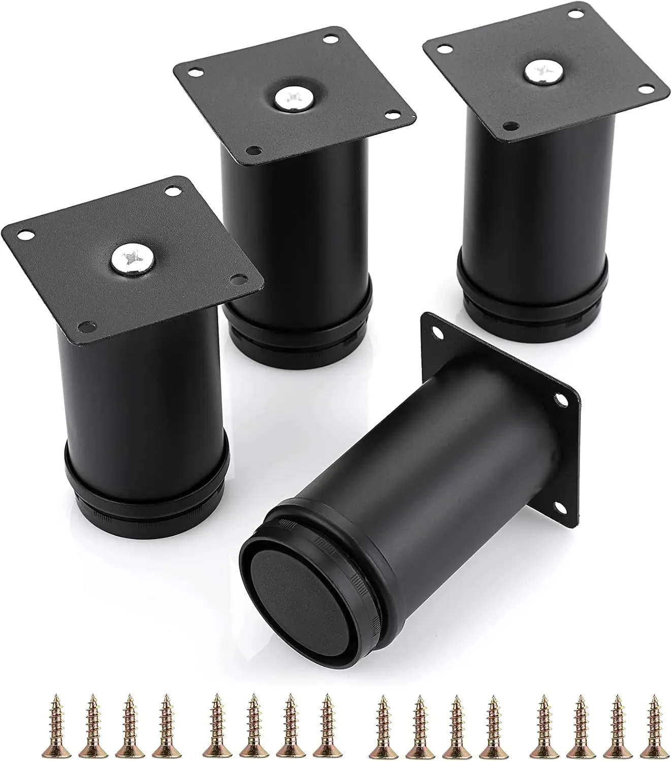 

Adjustable Metal Furniture Legs 4-Pack, Heavy Duty Round Cabinet Feet for Sofa, Couch, Chair, Table