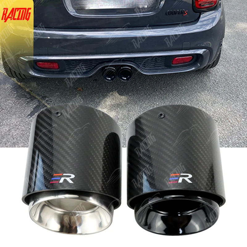 

1PC Cars Accessories Carbon Fiber Exhaust Muffler Pipe Suitable For Mini Cooper ER Logo F54 F55 F56 F57 F60 R55 For Auto Modify