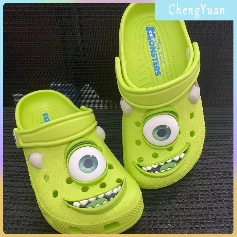 

New Summer Anti-Slip Hot Monsters Inc Mike Wazowski Outdoor Casual Beach Shoes Hole Hole Slippers Comfortable Breathable Sandals