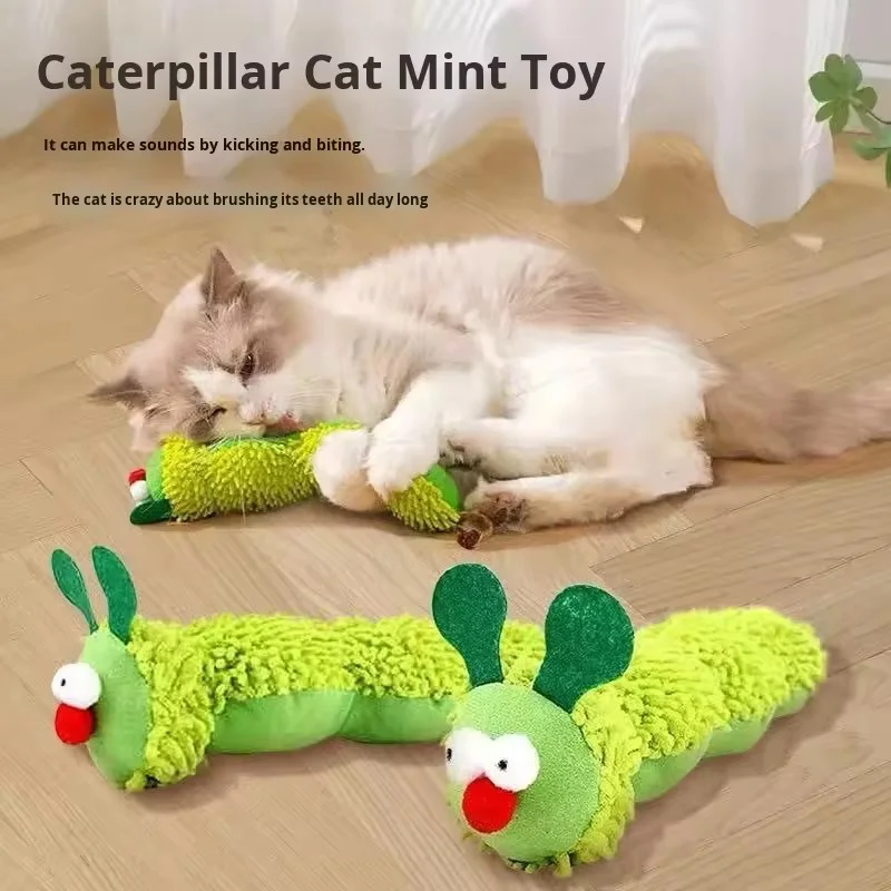 Katzen-Kauspielzeug Raupen-Katzenminze-Molarspielzeug Silvervine-Katzenspielzeug Interaktionsspielzeug Mundreinigungsspielzeug für Kätzchen Haustierbedarf Zubehör – Detail 1
