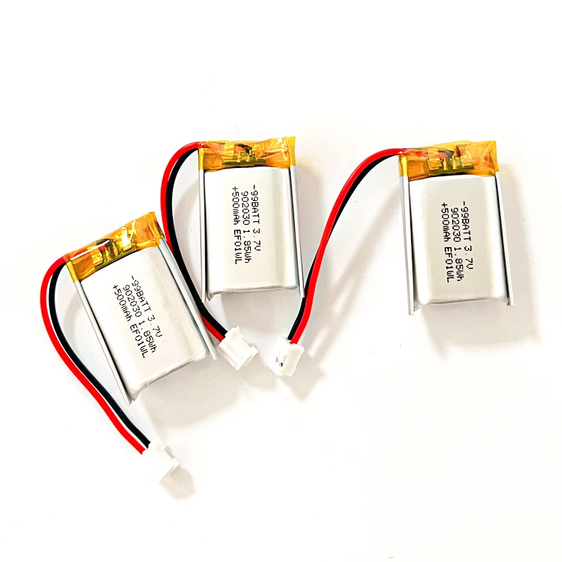 902030 3.7V Lipo Battery 500mAh Lithium Polymer Rechargeable Batteries for Bluetooth Speaker Beauty Instrument GPS LED Light MP3