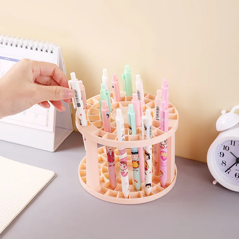 New Portable 49 Holes Paint Brush Pen Holder Watercolor Paint Brush Holder Stand Painting Supplies for Students Desk Organizer