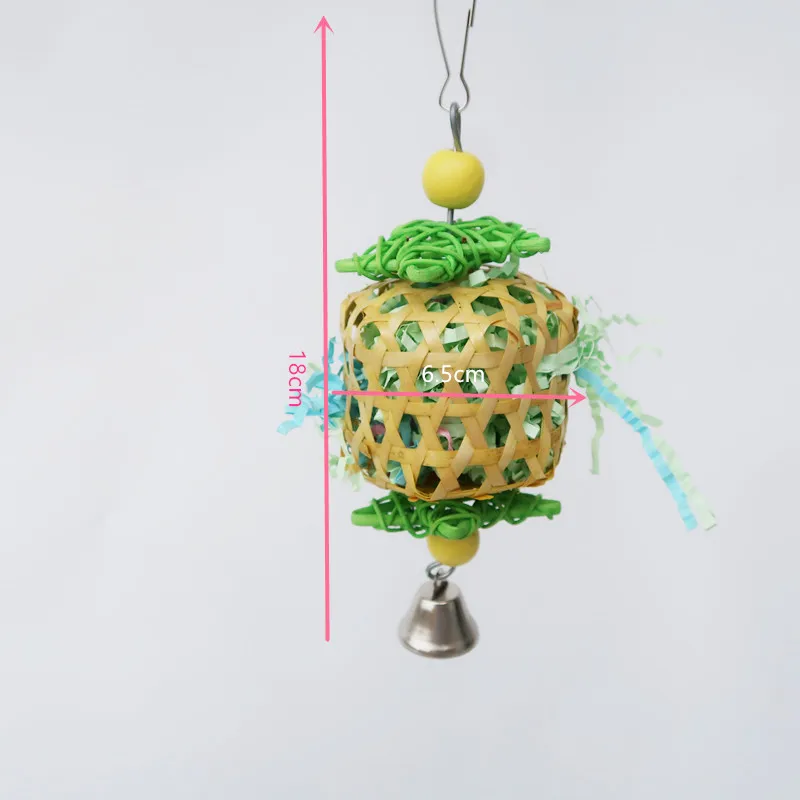 앵무새 Natural Bamboo Rattan/Paper Weaving Cage Pet Bird Chewing Toys Parrot Cage Foraging Shredder Home Hanging Decoration aves