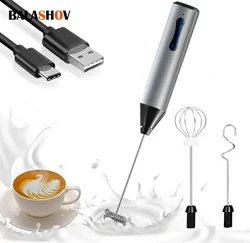 Mousseur à lait électrique portable en acier inoxydable USB, mousseur à café, baguette à mousser, déterminer la mousse, sens des œufs, 3 en 1