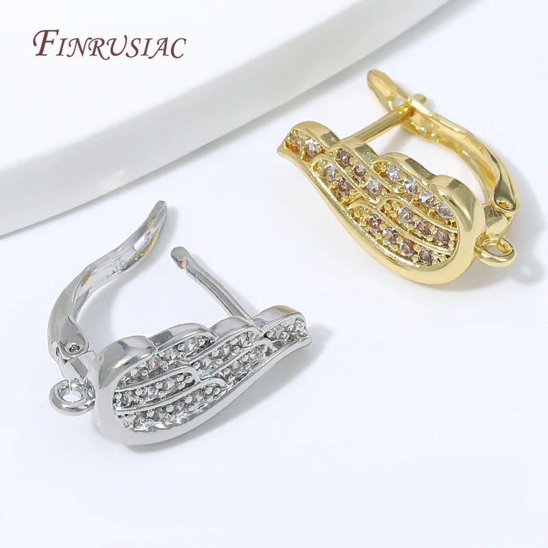 Multi Styles Crystal Huggie Earring Findings 18K Gold Plated Flower Earring Clasp Blank Base DIY Jewelry Making Supplies