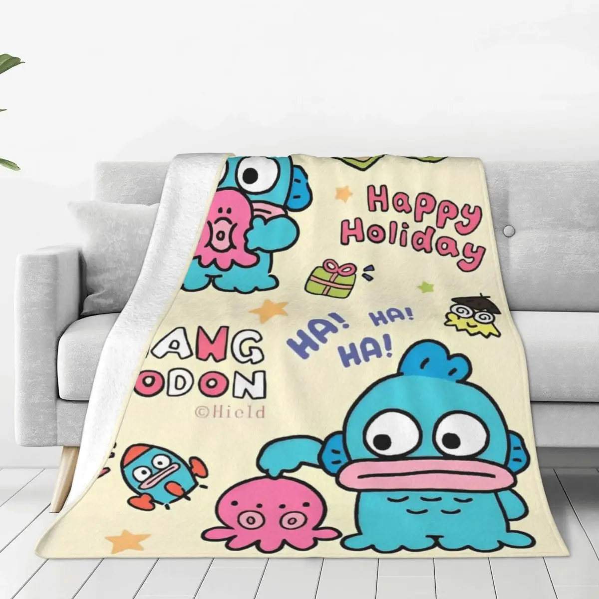 Sanrio Hangyodon Blanket Airplane Travel Flannel Throw Blanket For Couch Chair Warm Custom Quality Bedspread Gift Idea