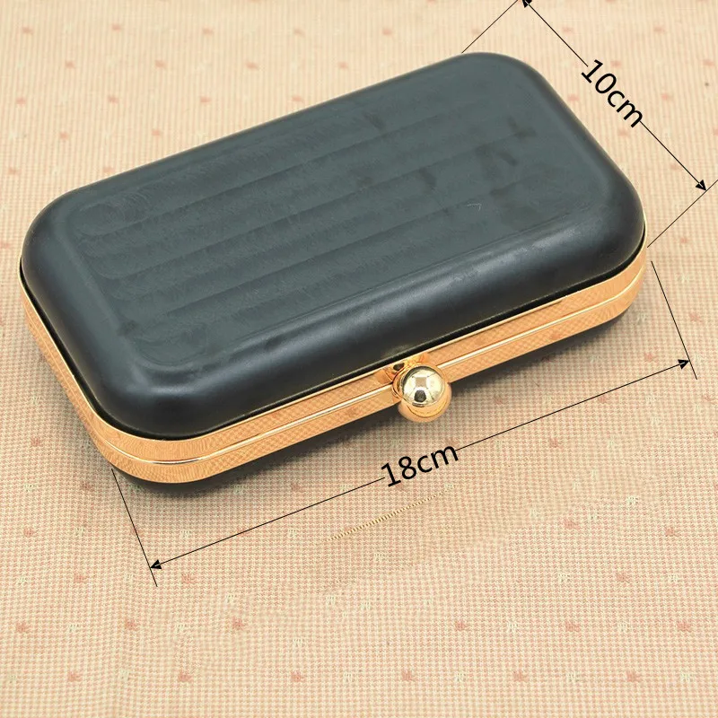 1 Set 18X10 CM DIY Handbag Obag Accessories Silver Gold  Plastic Black Shell China Factory Supply Metal Box Clutch Purse Frame