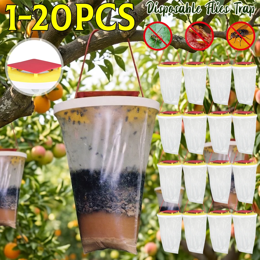 Disposable Mosquito Trap Catcher Flies Catching Bag Hanging Flies Catcher with Bait for Parks/Canteens/Restaurants/Farms Outdoor