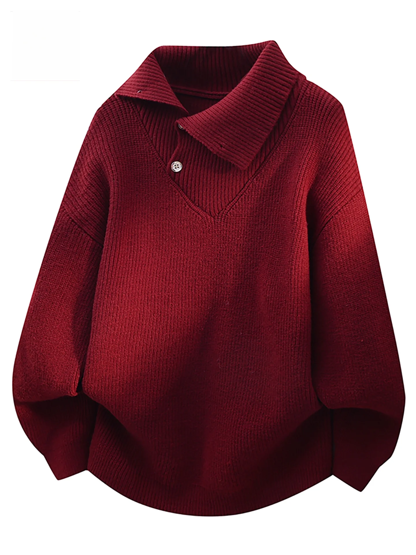 

Новогодний красный утепленный вязаный свитер для мужчин с высоким воротником, свободного кроя, в стиле Lazy Fashion, бренд Woodpeer, высокое качество