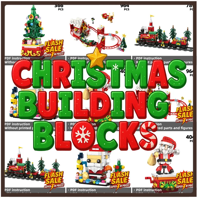 

Разнообразные наборы рождественских строительных блоков 2025 года — от 366 до 964 шт., Санта, Поезд, Дерево и многое другое