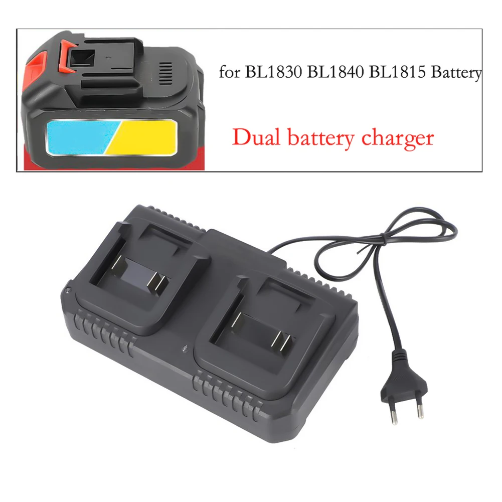 

21V Dual Ports Charger Compatible with For BL1830 BL1815 BL1840 Battery for Power Tools Fast Charging with Dual Battery Slots