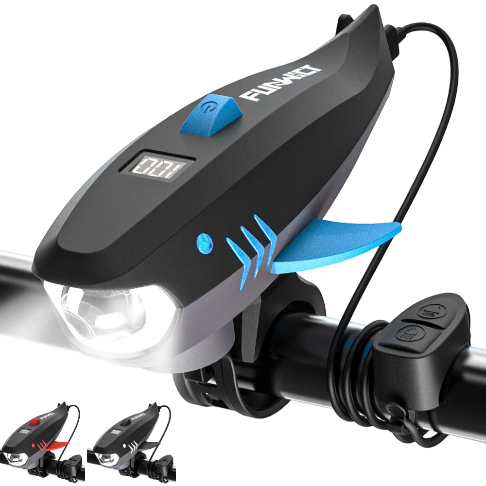 

Kids Bicycle Front Light Horn Waterproof Headlight Flashlight Electric Bell Children MTB Road Bike Cycling Handlebar Light