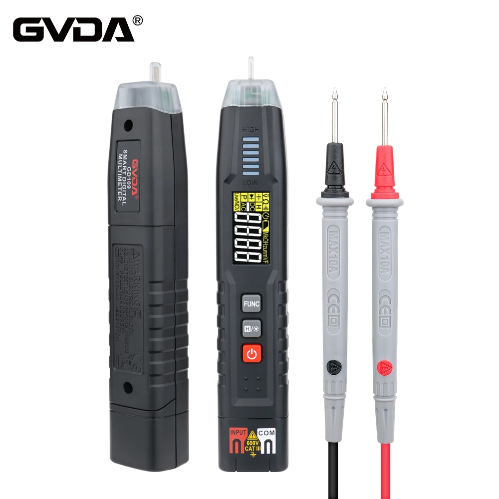 GVDA Multimetr cyfrowy True RMS Inteligentny tester rezystancji napięcia AC DC Pojemność Tester częstotliwości 4000 zliczeń Multitester