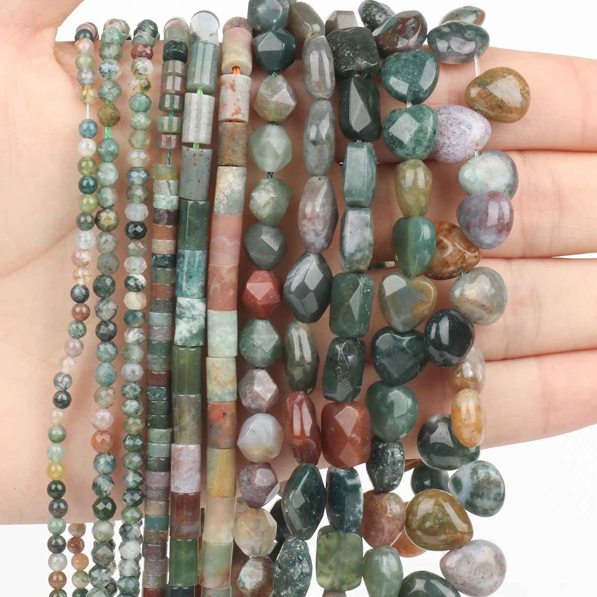 

Natural Stone Beads Indian Agates Irregular Square Round Faceted Loose Spacer Beads For Jewelry Making DIY Bracelet Necklace