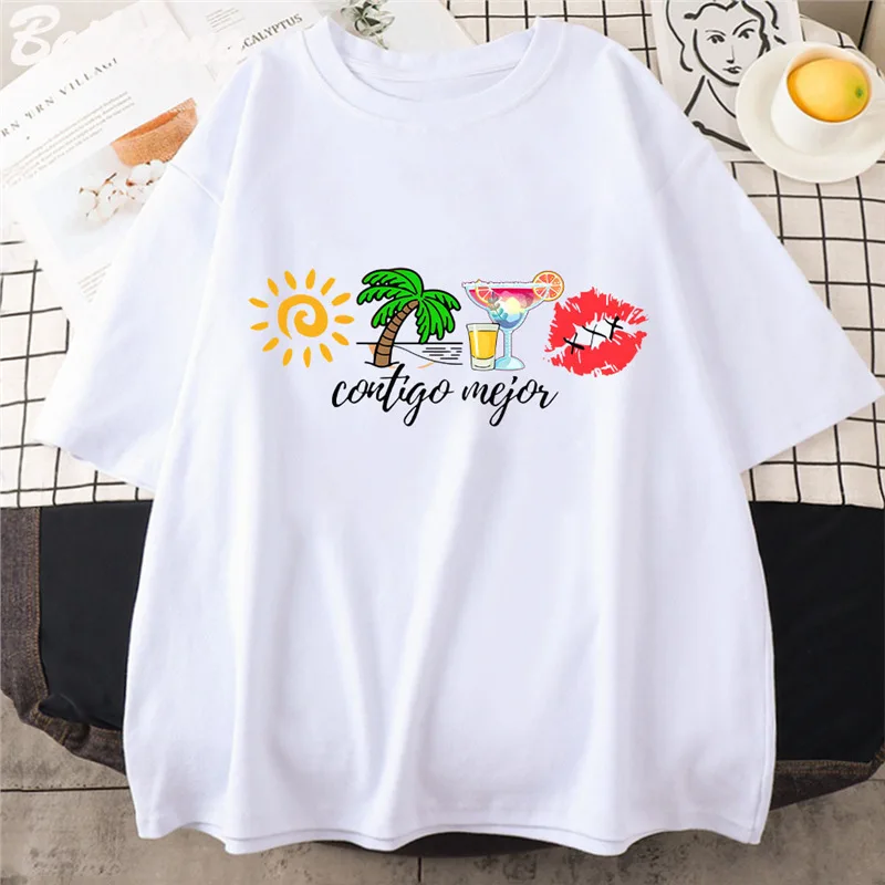 Bad Bunny Funny Print Harajuku T Shirt 100 Cotton Ullzang Cute Funny Tshirt 2022 Summer Loose Casual O-neck Daily GraphicTshirts