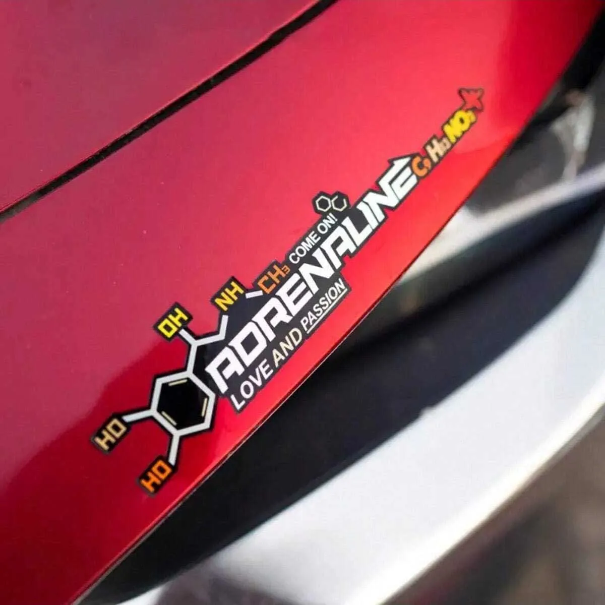 Adrenaline Molecular Formula Autoaufkleber – Love & Design, reflektierende PVC-Aufkleber für Autos, Motorräder und Windschutzscheiben – Detail 6