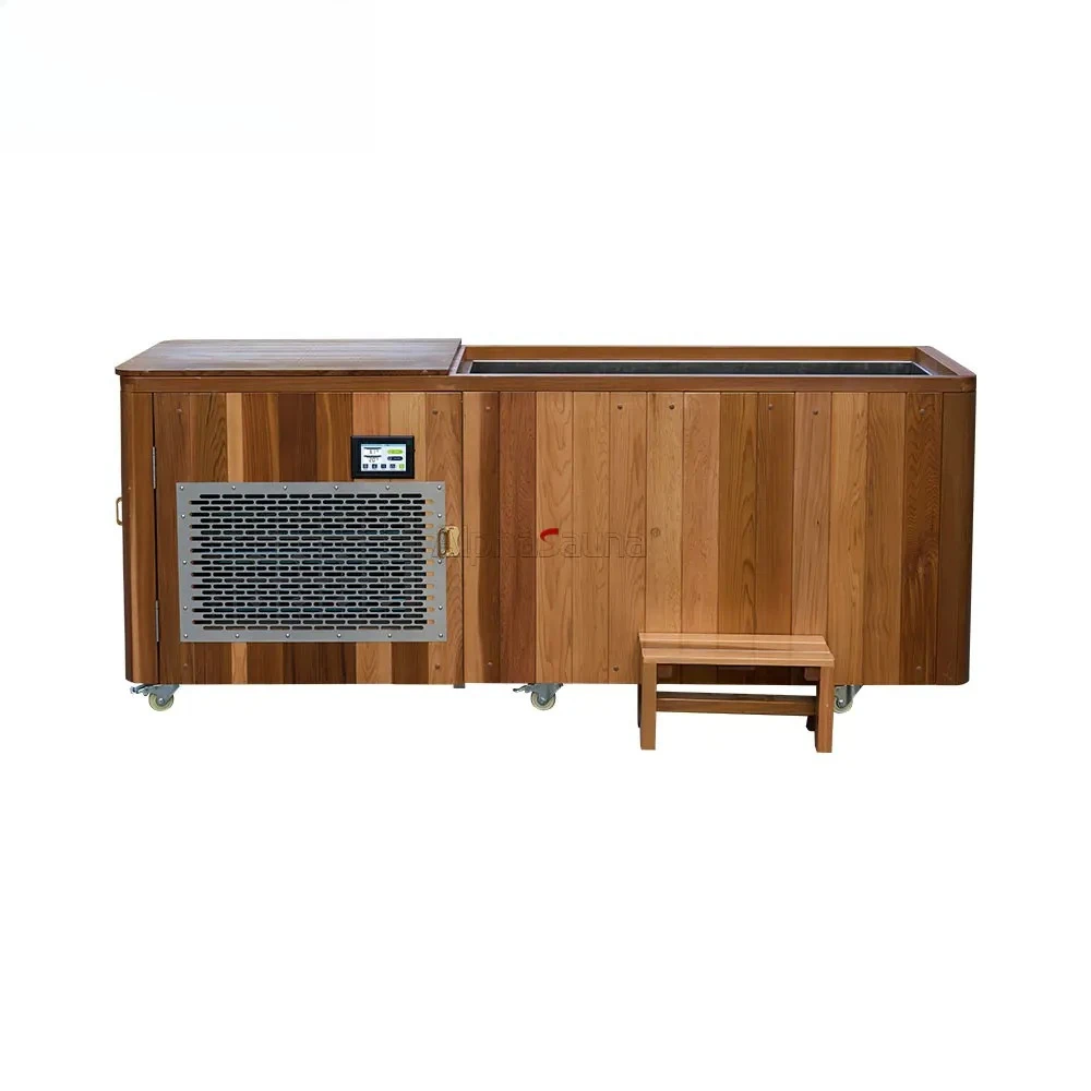 High Quality Solid Wooden Cold Plunge Ice Bath With Cooler For Sale