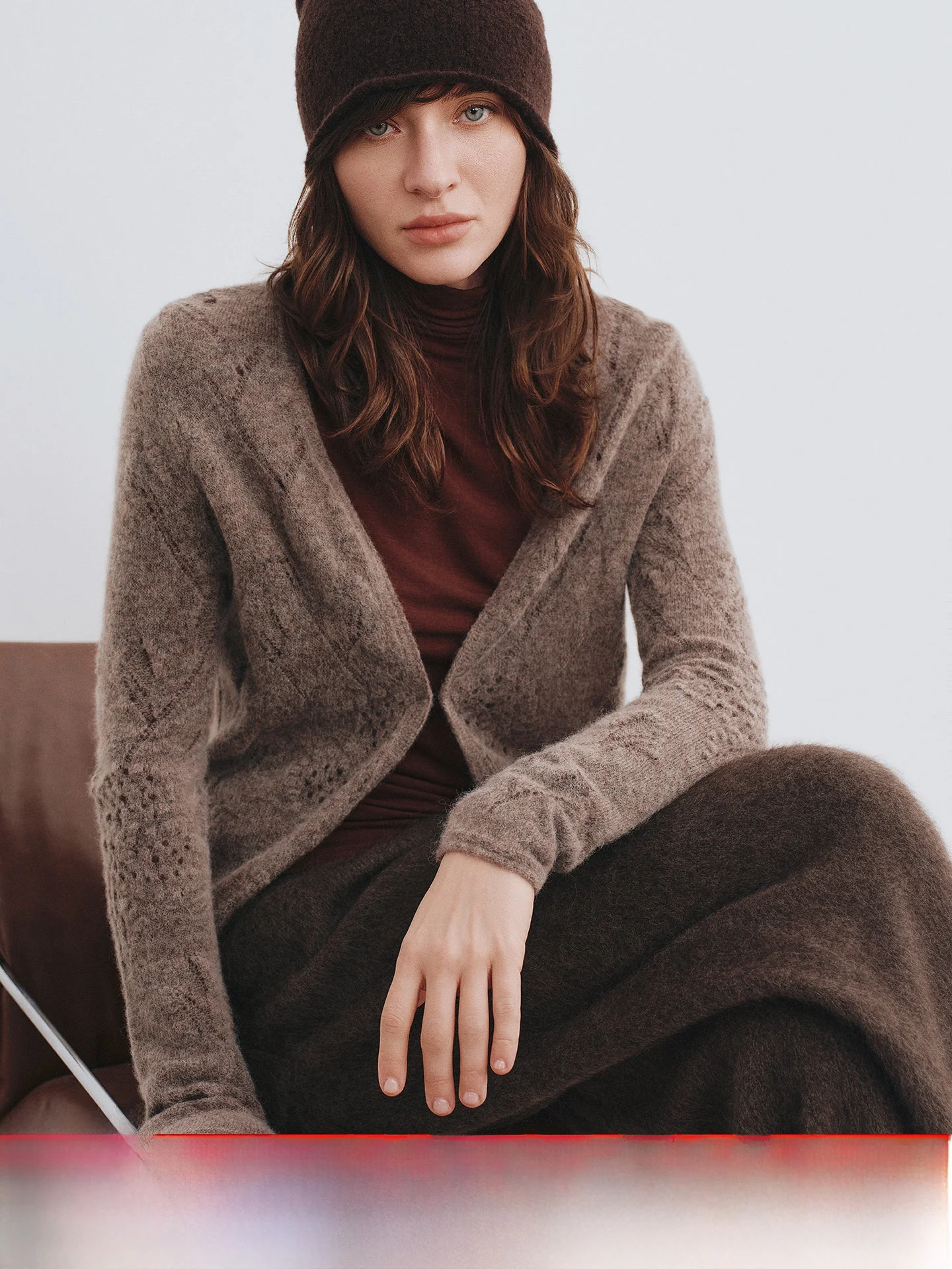 

Mis Knitted Cardigan Yarn Mixed Wool Baby Camel Hair V-ne Open-front Soft Casual Sle Women's Faion Spring Outerwear