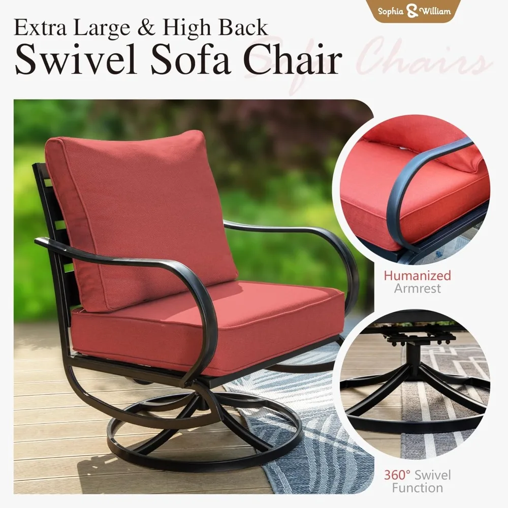 

2 Pieces Patio Furniture Sets Metal Sofa Chairs Patio Cushion Armchairs Swivel Sofa Chairs with Removable Cover for, Customized