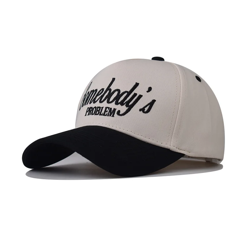 

New Cotton Hardened Oxford Lined Letter Baseball Oversized Trendy Curved Brim Washed Cotton Golf Dad Hat