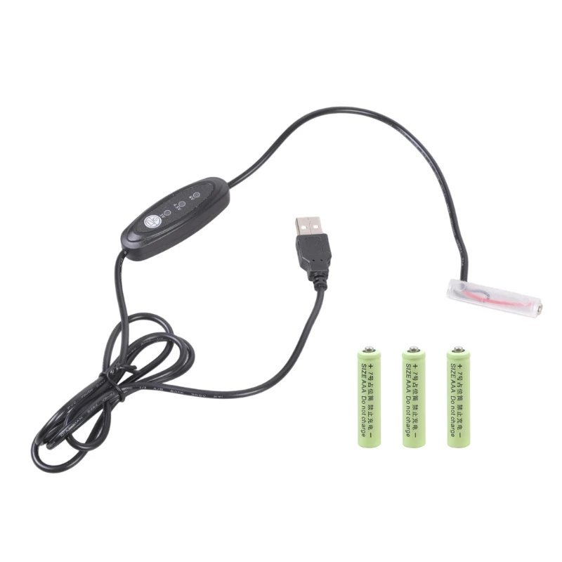 USB 3V 4.5V 6V voltage adjust LR03 AAA Dummy Battery Eliminators USB Power Supply Cable Replace 2-4pcs Batteries for LED Light
