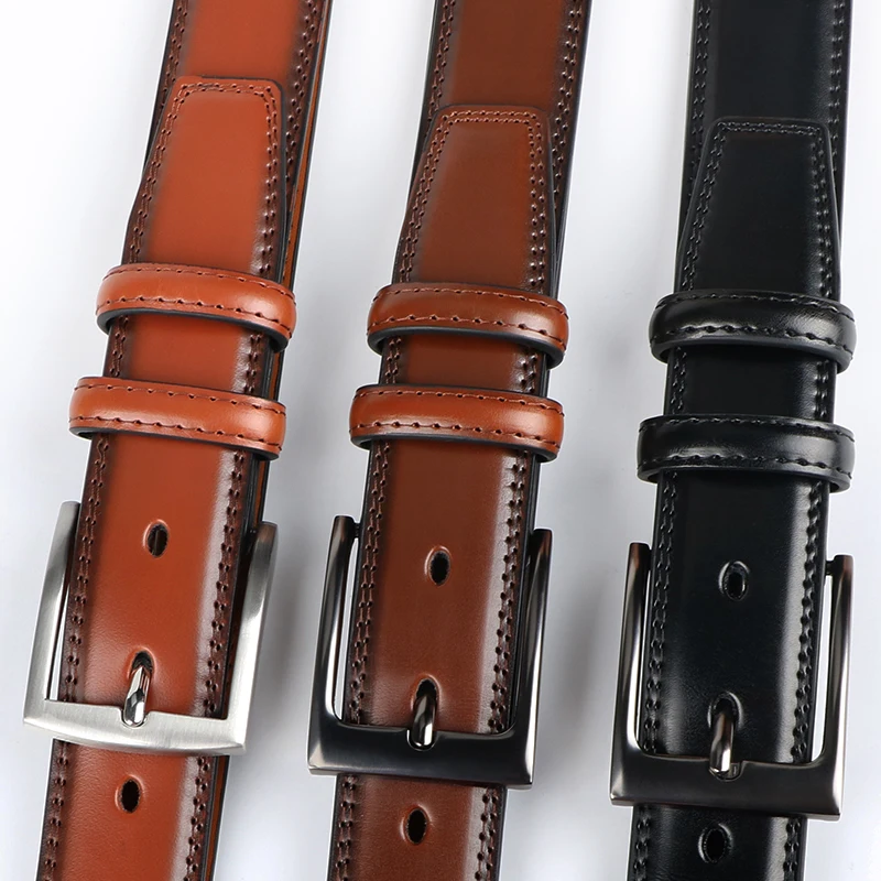 Cinturón de cuero genuino para hombre 1 2/6", cinturón de regalo moderno, sencillo y duradero adecuado para diversas ocasiones
