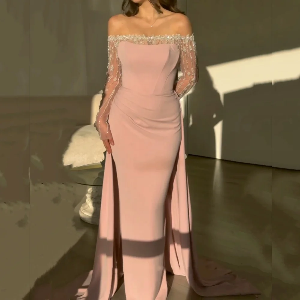 

Customized Elegant Formal Glitter Evening Dress Off-the-shoulder Long Dresses Bespoke Occasion Grace Party Gown High Quality