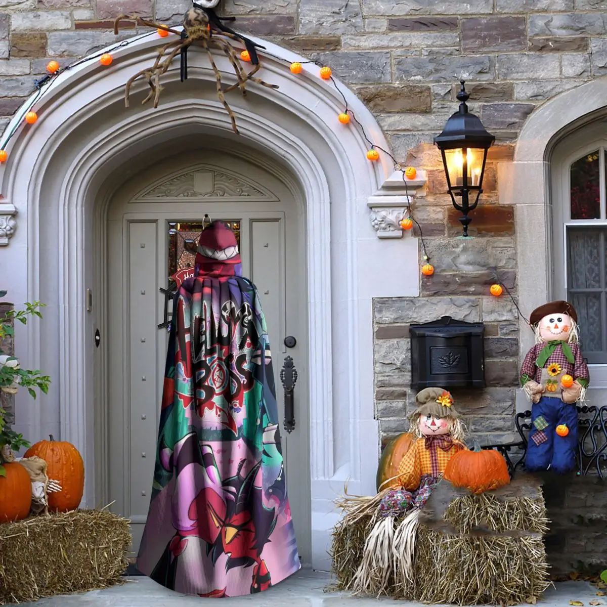 Helluva Boss Capa larga con capucha Disfraz medieval de bruja Capa de cosplay Fiesta de Halloween Adulto Unisex