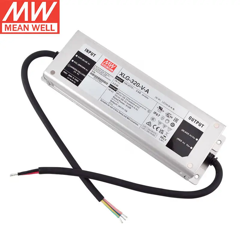 

MEANWELL XLG-320-V-A Constant Power LED lighting Driver Buit-in active PFC Function ACDC water proof IP67 24V/312W, 12V/216