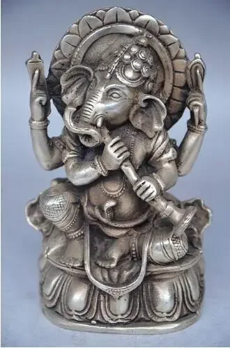 UNIQUE SILVER COPPER HANDWORK CARVED ELEPHANT HEAD HUMAN BODY STATUE