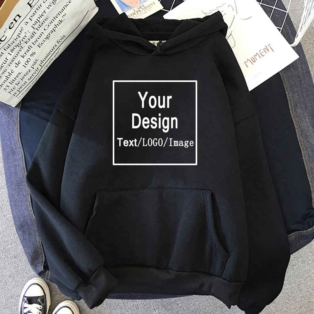 DIY Your Design Text/LOGO/Image Women Hoodies Streetwear Oversized Sweatshirt Couple Clothes Sudaderas Cotton Soft Customized