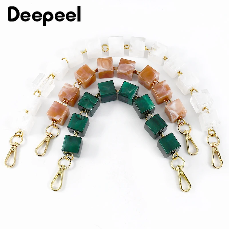 Deepeel 30/44cm Square Bead Handmade Bag Strap Resin Plastic Chain Purse Handbag Replacement Shoulder Straps DIY Accessories