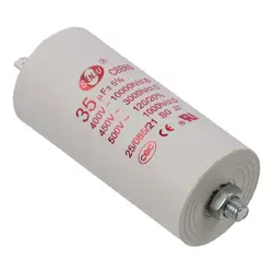 CBB60 Run Capacitor 35uF 450V AC Double Insert 50/60Hz Cylinder 92x44mm White for Air Compressor Water Pump Motor