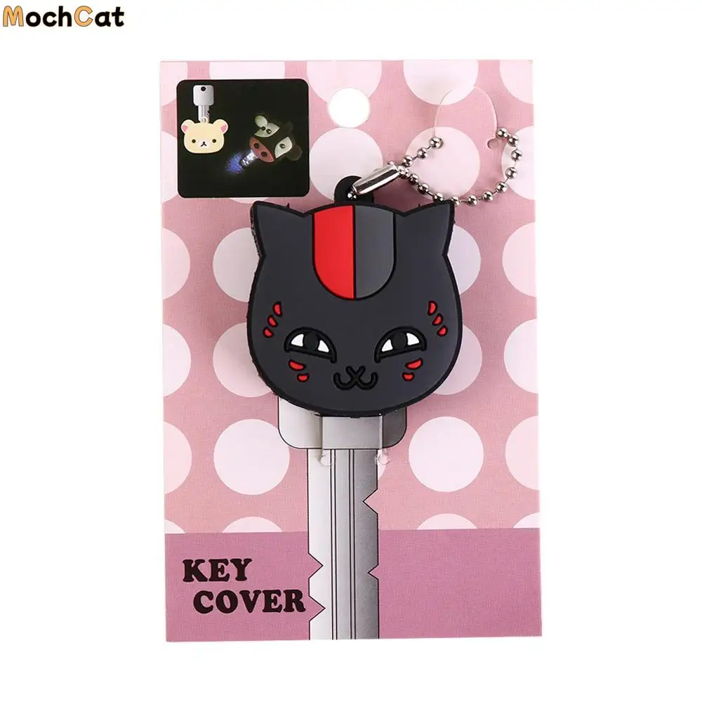 

Key Chain Pendant LED Light Key Cover PVC Silicone Cap Head Cover Animals Shape Creative Keychain Case Shell Key