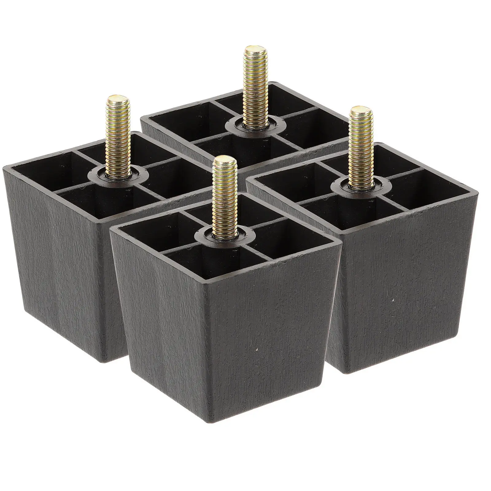 4Pcs Square Replacement Furniture Legs Plastic Metal Construction for Sofa Couch Cabinet Bed Table Desk Feet Heightened Sturdy