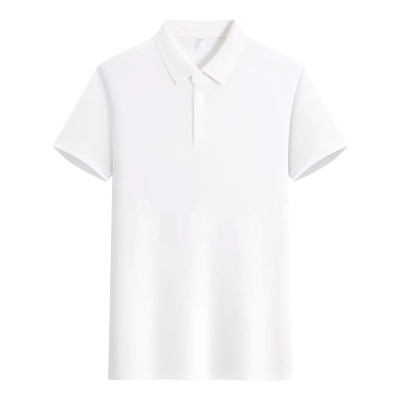 Men's Solid Color Polo Shirt Modal Cotton Mulberry Silk Blend Short Sleeve Business Casual Summer Brand Apparel