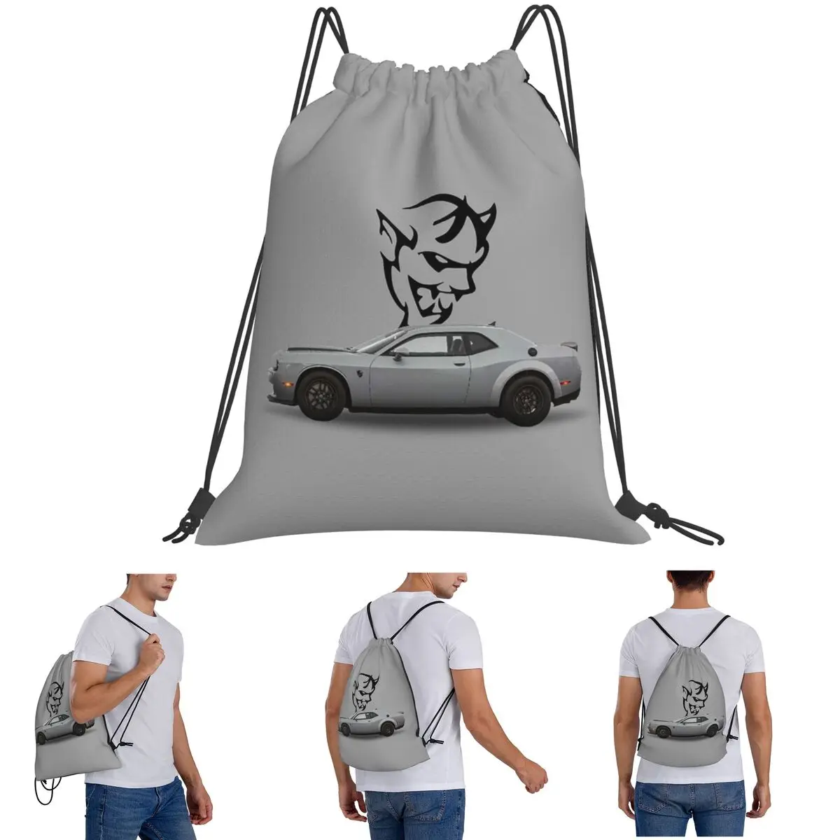 SRT Hellcat Demon Dodge Challenger Car Racing Backpacks Fashion Drawstring Bundle Pocket Shoes Bag Book Bags Man Woman School