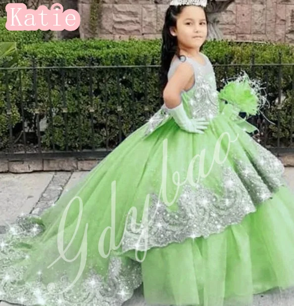 Vestidos de niña de flores amarillas para boda, apliques de perlas con lazo, sin mangas, fiesta de cumpleaños para niños, vestido de baile de primera comunión