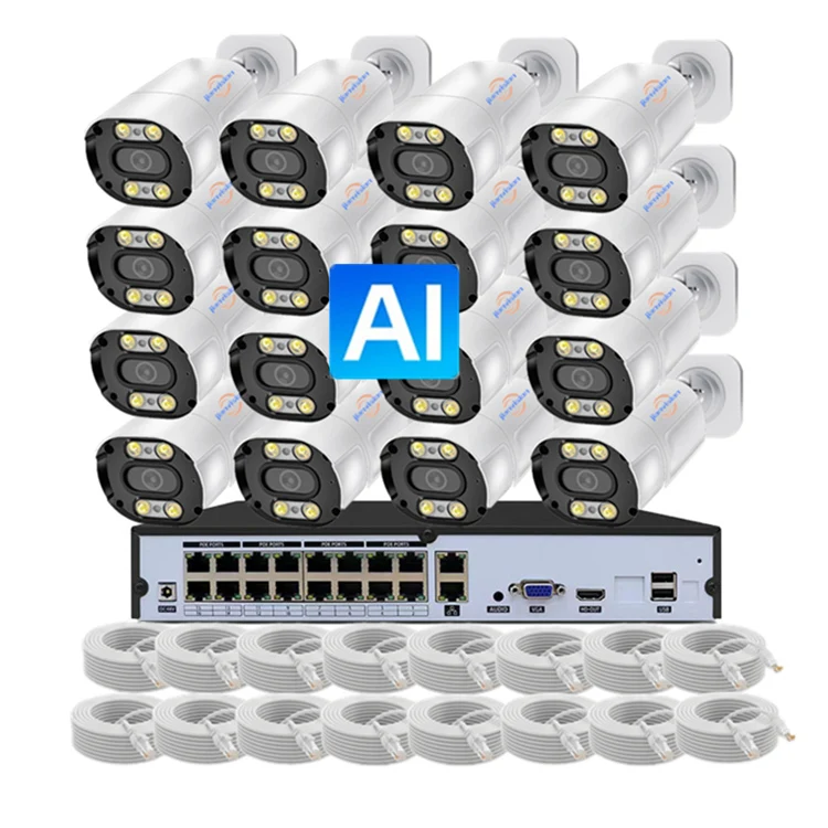 Jianvision 16-Channel 4K 8MP Ai Face Detection Security System POE Network Camera XMeye App Mobile Phone Remote Access NVR Cloud