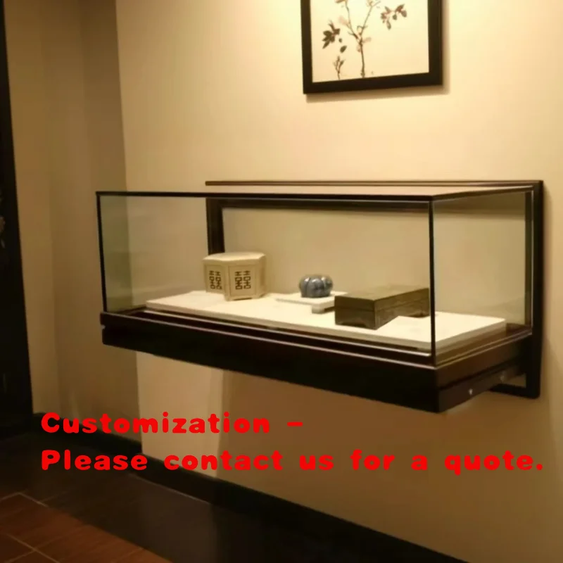 custom.Custom Professional Stainless Steel Hanging Display Cabinet LED Lighting Modern Luxury Retail Counter Showcase Desi