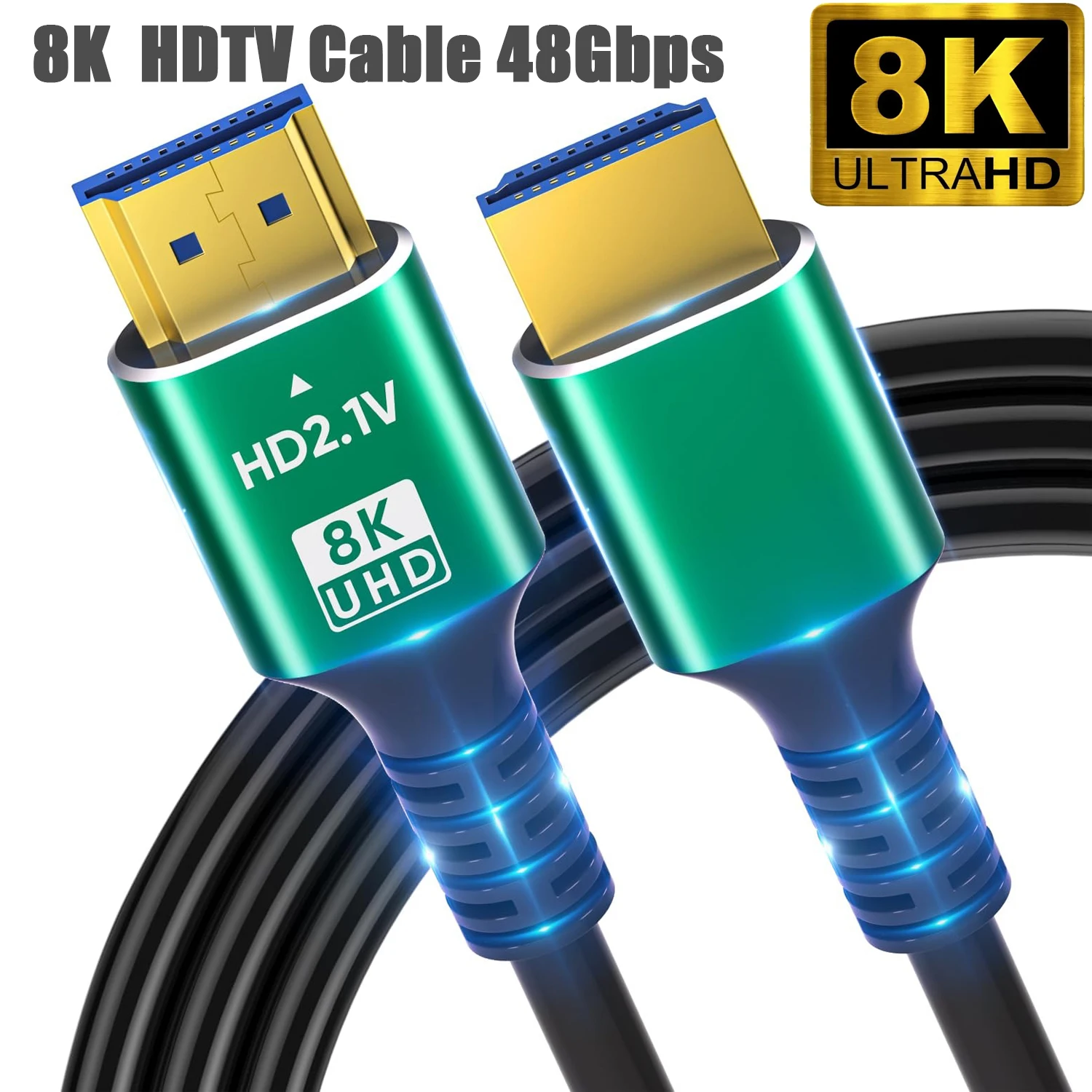 For HDMI Compatibility 8K 4K HDTV Cable 48Gbps High Speed 2.1 HDTV Cable Cord-4K@120Hz 8K@60Hz HDR For Roku TV/PS5/HDTV/Blu-ray